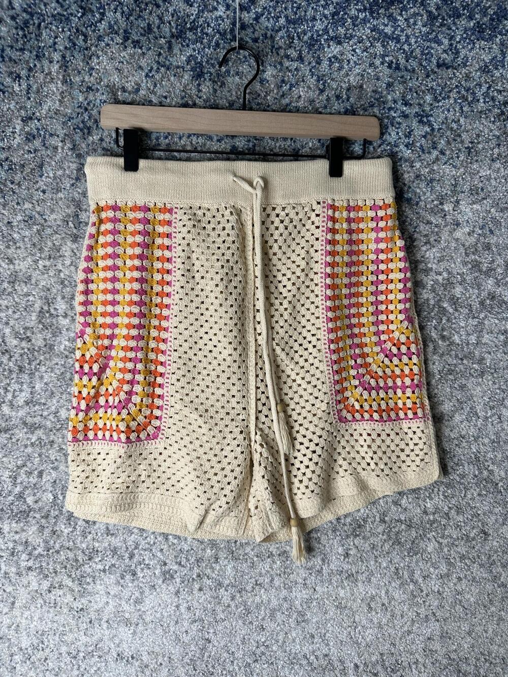 House Of Harlow 1960 Shorts Womens Medium Multicolor Crochet Boho Sweat Lounge